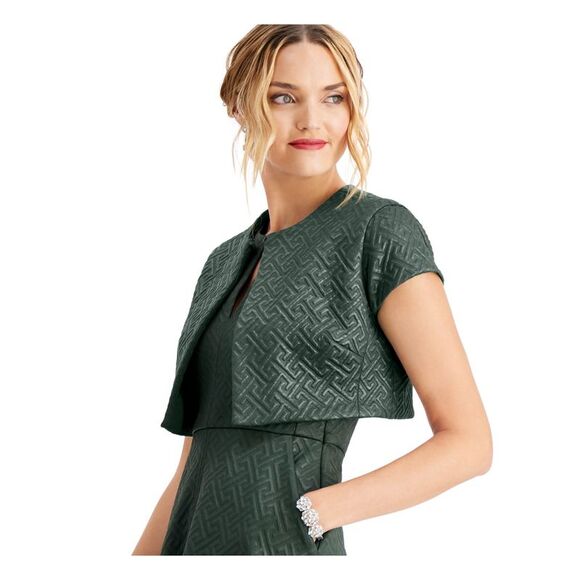 NATORI Jackets & Blazers - NATORI Womens Vest Quilted Maze Short Sleeve Crop Top Bolero Straight leg Jacket